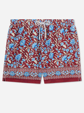 Costume mare Gustavia bordeaux con stampa floreale