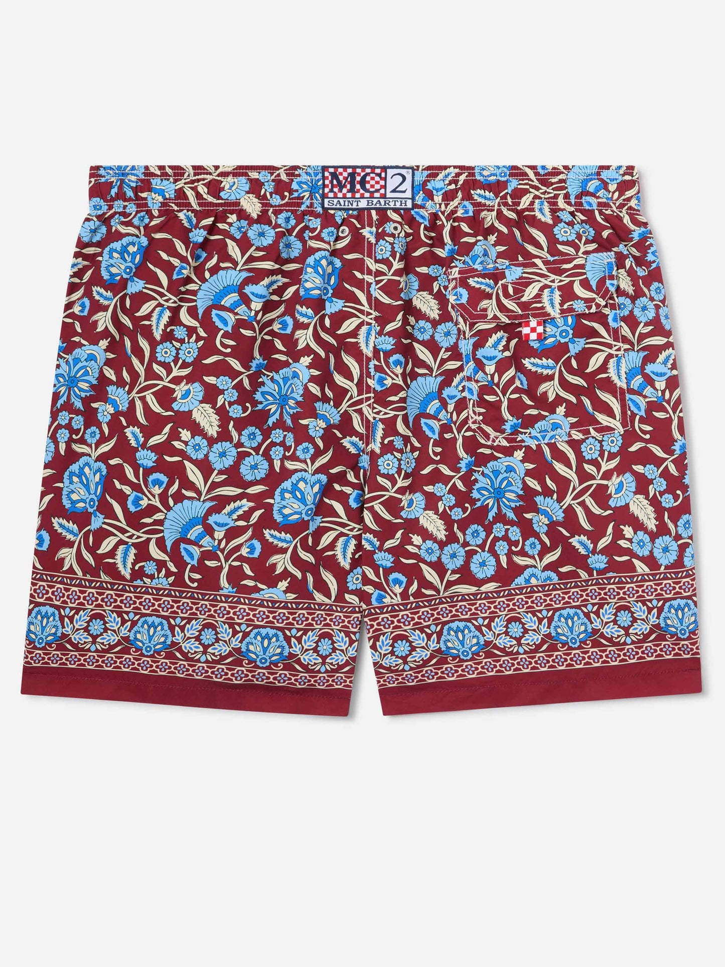 Costume mare Gustavia bordeaux con stampa floreale