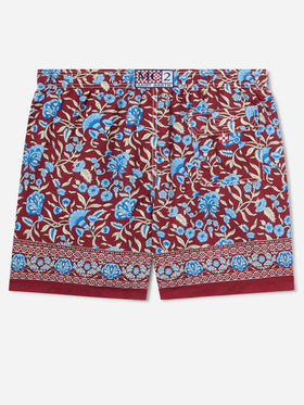 Costume mare Gustavia bordeaux con stampa floreale