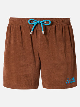 Gustavia Frottee-Badeshorts in Braun