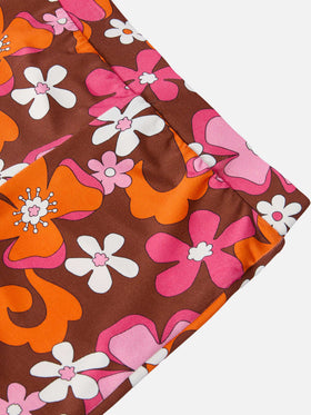 Flared pants Gwenda Jr with retro flower print