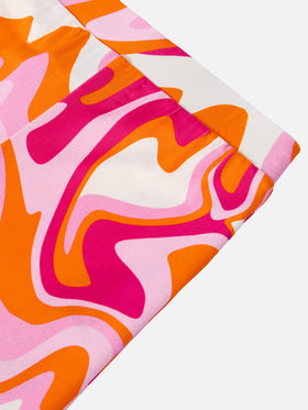 Flared pants Gwenda Jr with liquid shape print