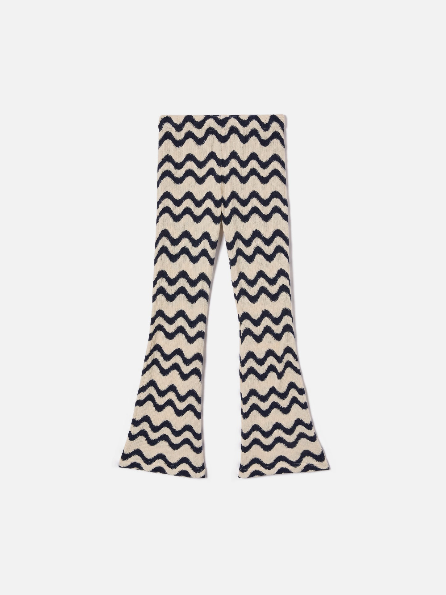 Pantalone Gwenda Jr in maglia raschel a onde blu e avorio