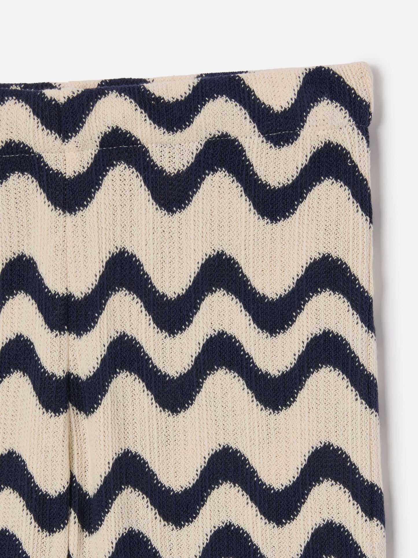 Pantalone Gwenda Jr in maglia raschel a onde blu e avorio