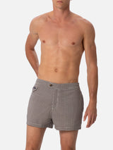 Tailliert geschnittene Herren-Badeshorts Harrys mit Pied-de-Poule-Aufdruck