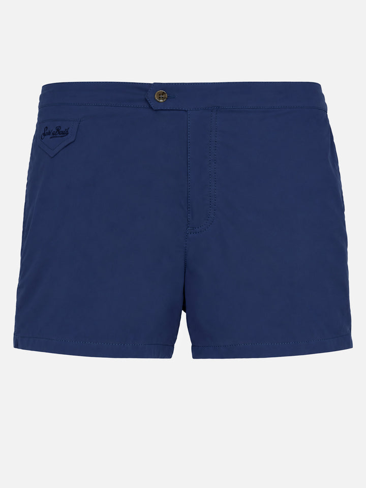 Harrys navy blue fitted cut swim shorts