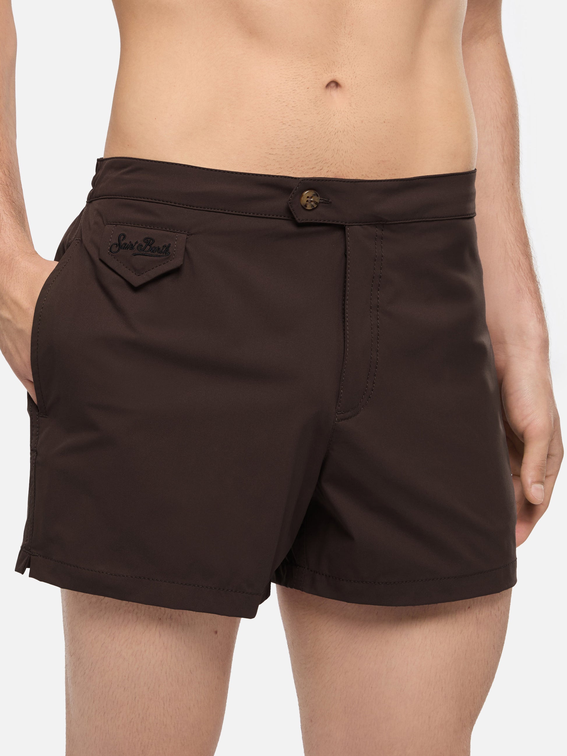 Harrys camel brown fitted cut swim shorts - MC2 Saint Barth