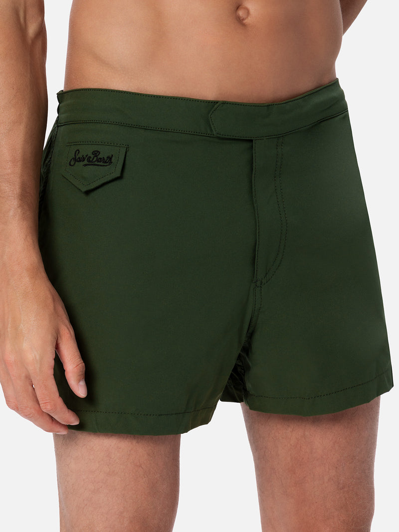 Man military green fitted cut swim shorts Harrys