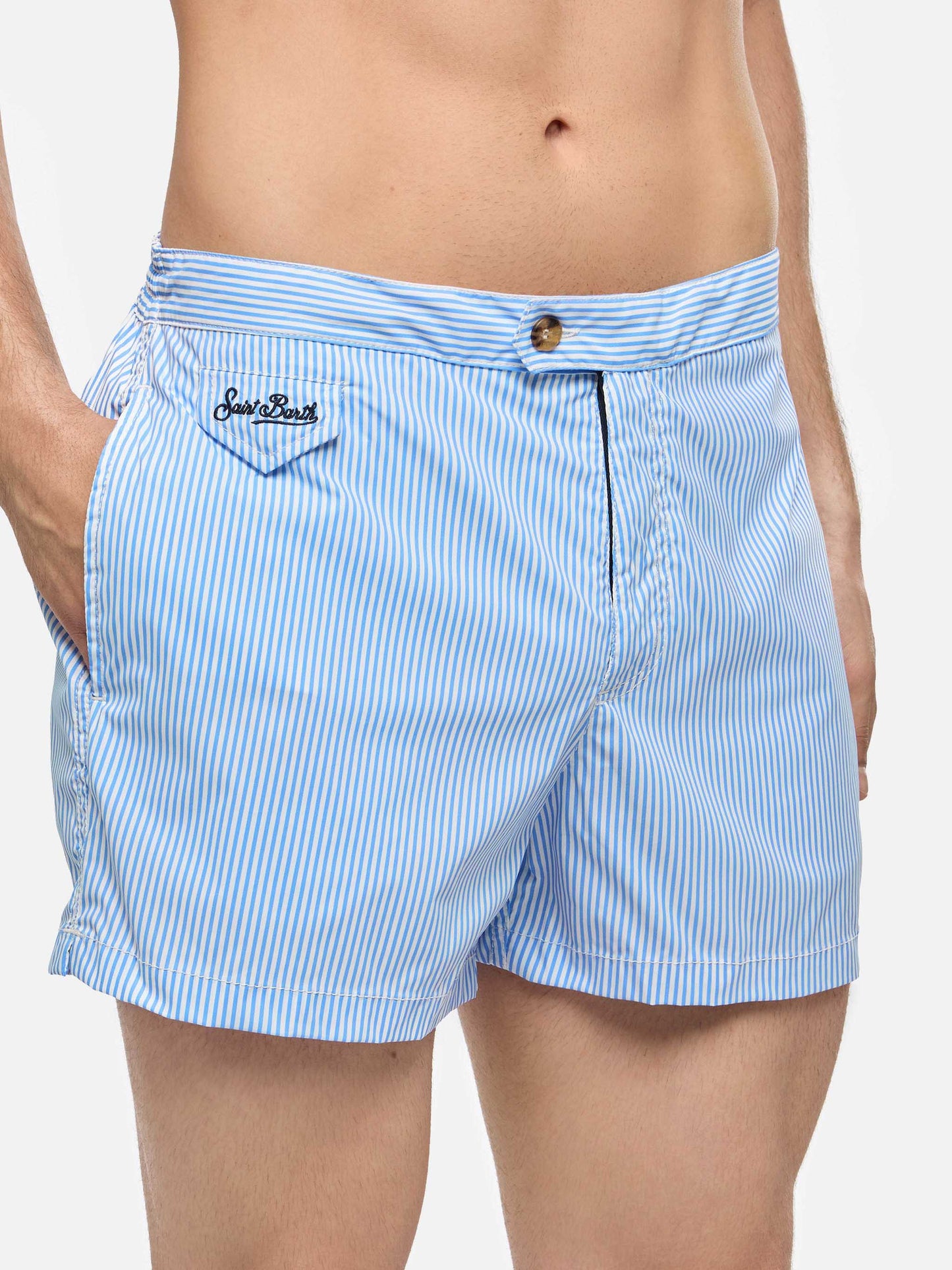 Harrys fitted cut swim shorts with striped print - MC2 Saint Barth