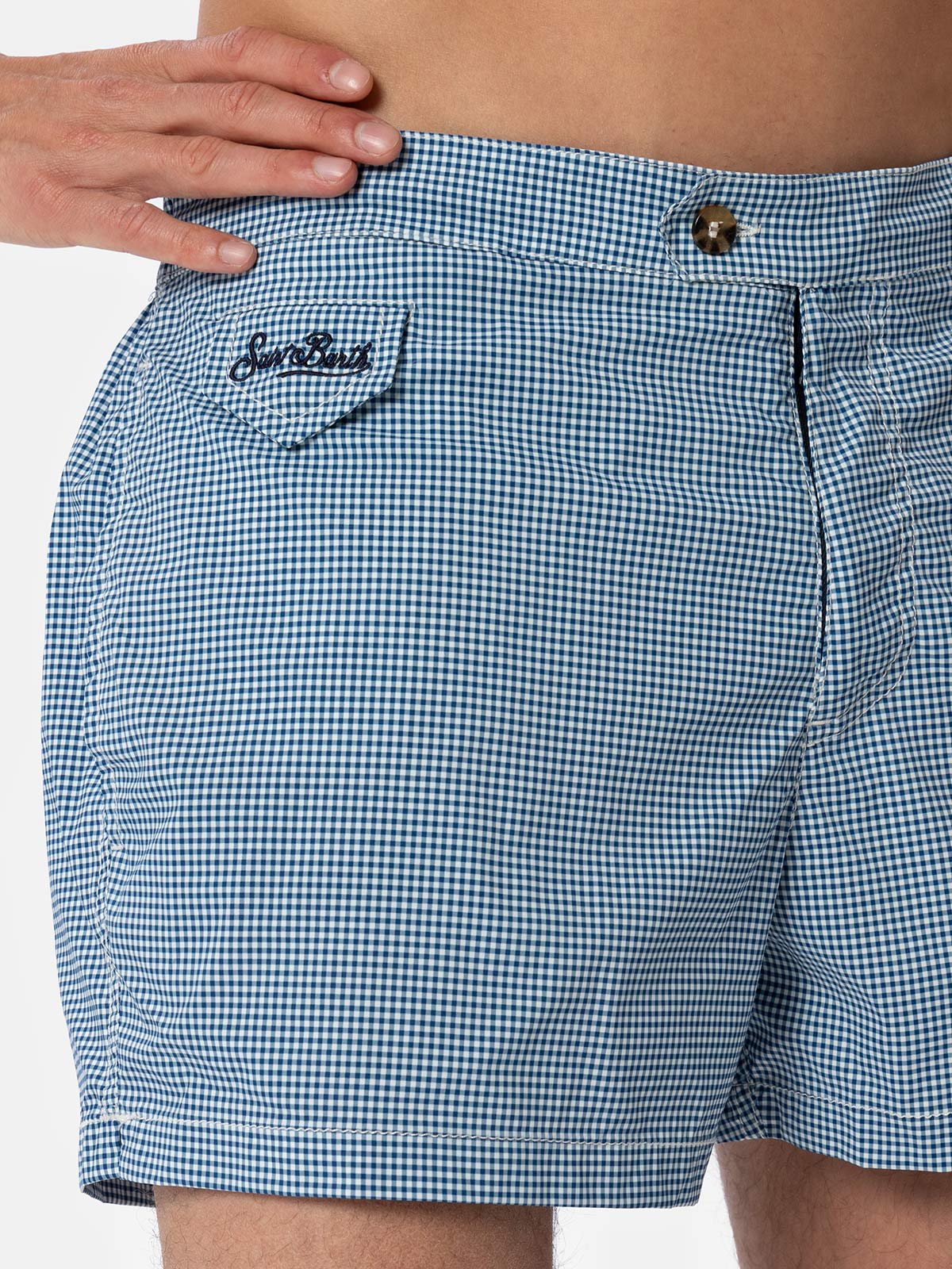 Harrys fitted cut swim shorts with gingham print - MC2 Saint Barth