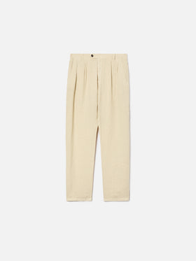 Beige Havier long long pants in pure linen