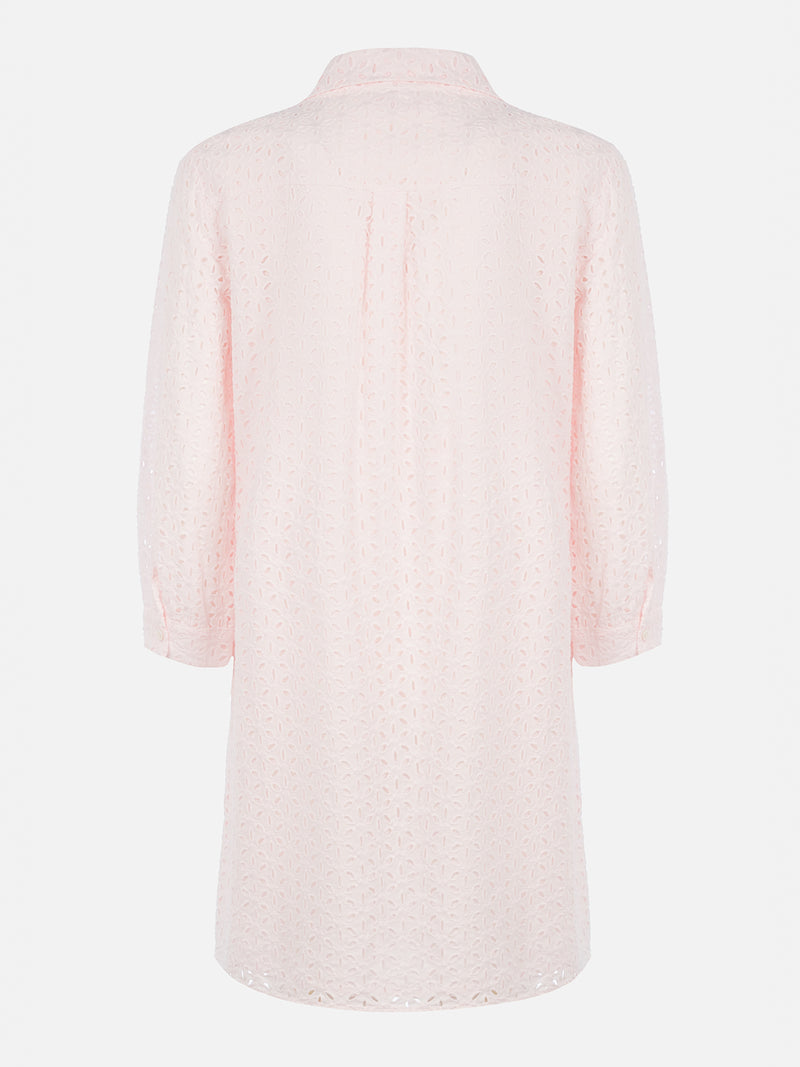 Woman pink Sangallo shirt mini dress