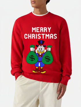 Roter Heron-Pullover mit Uncle Scrooge Merry Christmas-Jacquard | DISNEY SPECIAL EDITION 