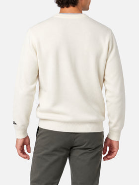 Heron-Pullover mit Wolf-Jacquard und Stickerei 