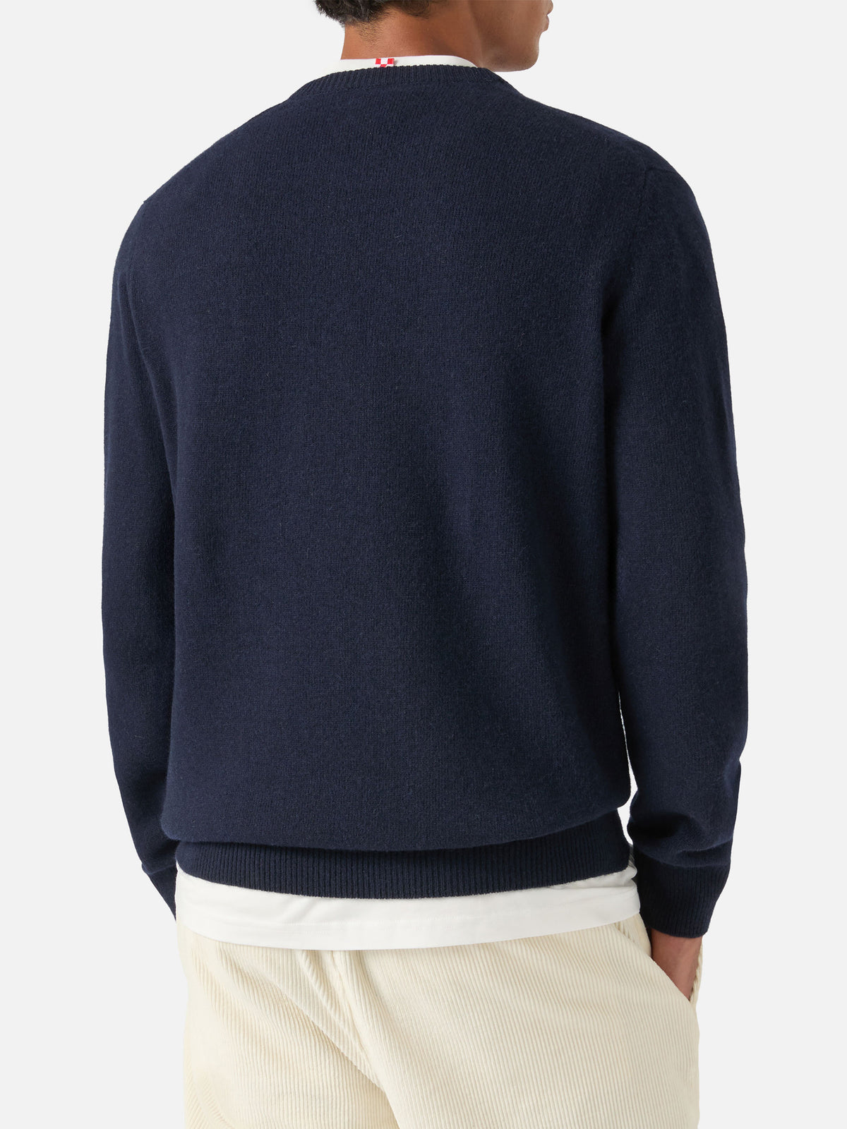 Maglia girocollo Heron blu navy con intarsio e ricamo Après Ski