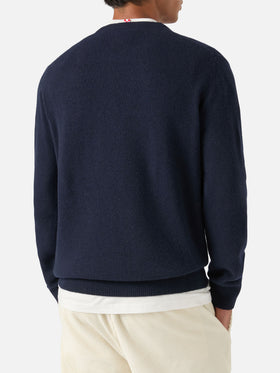 Maglia girocollo Heron blu navy con intarsio e ricamo Après Ski