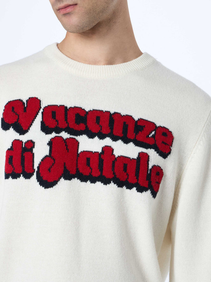 Man white sweater Heron with jacquard print logo Vacanze di Natale | VACANZE DI NATALE SPECIAL EDITION