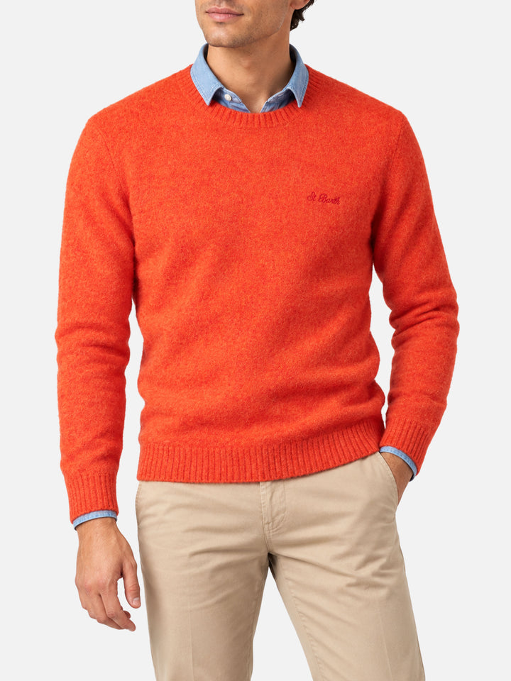 Heron orangefarbener Pullover aus Stretch-Wolle 