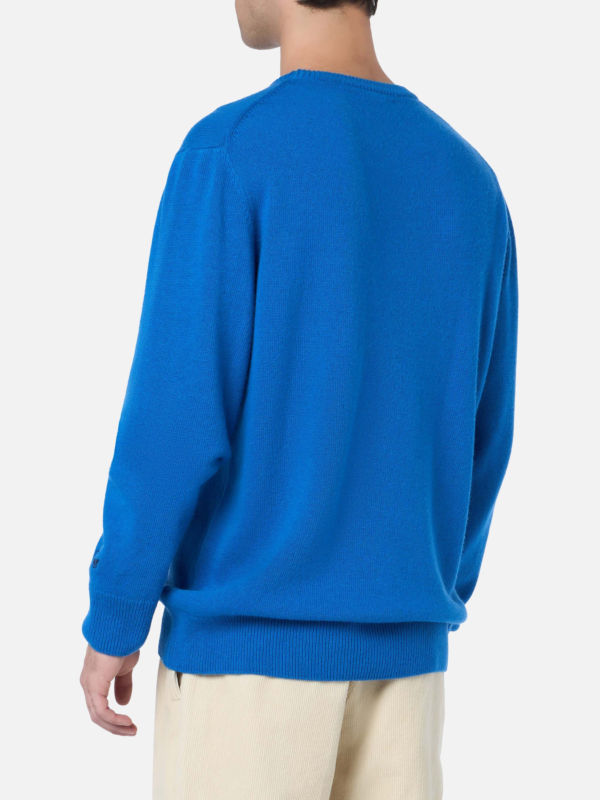 Man ski blue sweater Heron with Courma Apres ski embroidery - MC2 Saint Barth