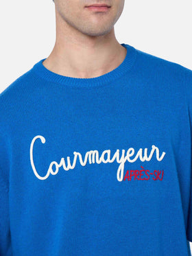 Man ski blue sweater Heron with Courma Apres ski embroidery - MC2 Saint Barth