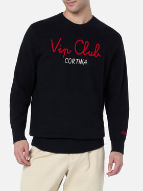 Man black sweater Heron with Vip Club Cortina | VIP CLUB CORTINA SPECIAL EDITION - MC2 Saint Barth