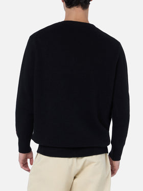 Man black sweater Heron with Vip Club Cortina | VIP CLUB CORTINA SPECIAL EDITION - MC2 Saint Barth