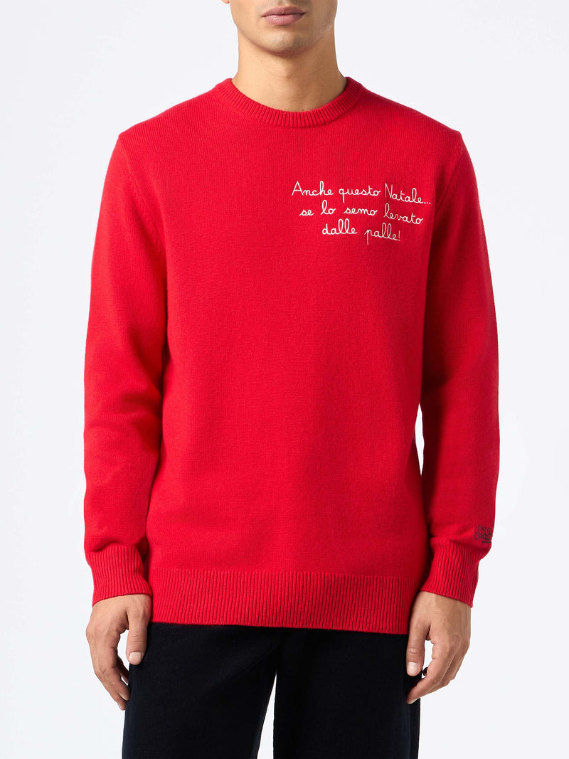 Man red sweater Heron with Anche questo Natale... embroidery | VACANZE DI NATALE SPECIAL EDITION