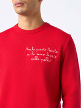 Man red sweater Heron with Anche questo Natale... embroidery | VACANZE DI NATALE SPECIAL EDITION