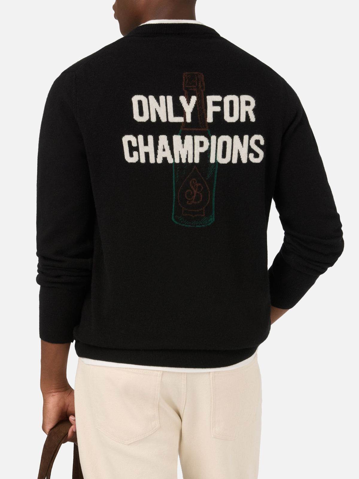 Jersey de punto con cuello redondo Black Heron con intarsia y bordado Only For Champions en la espalda 