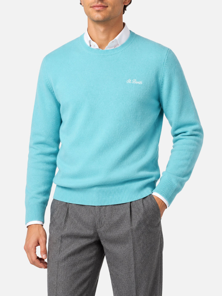 Wassergrüner Pullover Regent aus Lambswool 