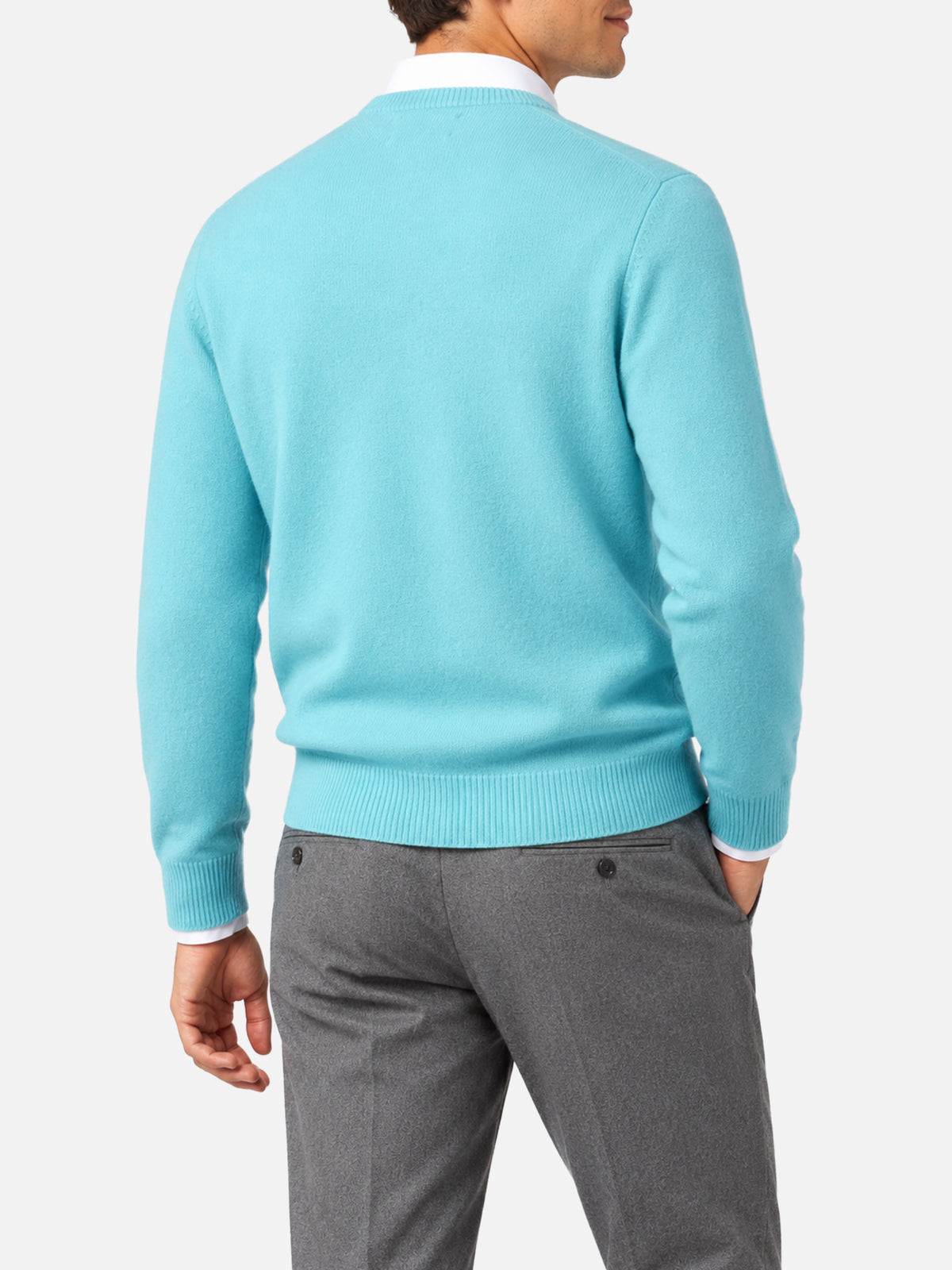 Maglia girocollo Heron verde acqua in lana d’agnello con ricamo logo