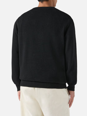 Schwarzer Heron-Pullover mit Rundhalsausschnitt und Batman-Stickerei | BATMAN SPECIAL EDITION