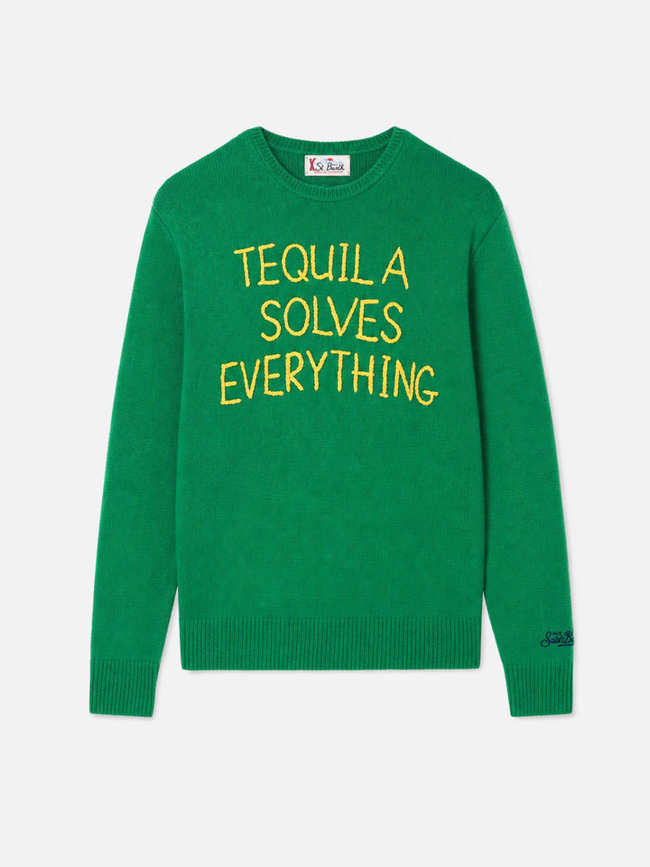 Sweatshirt mit Rundhalsausschnitt und Stickerei „Tequila solves everything“ 