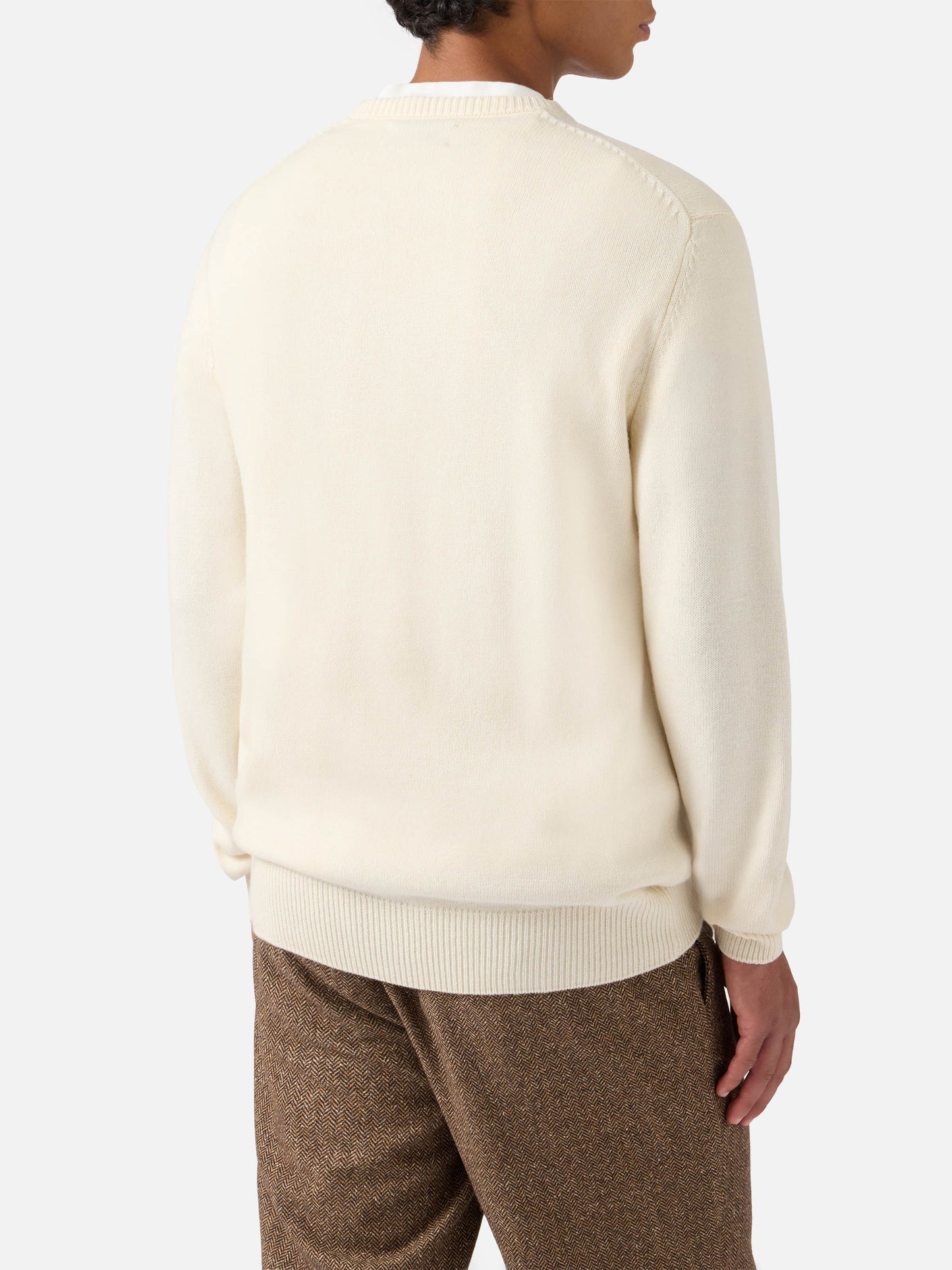 Girocollo Heron bianco con jacquard St. Moritz Polo