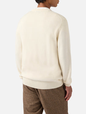 Girocollo Heron bianco con jacquard St. Moritz Polo