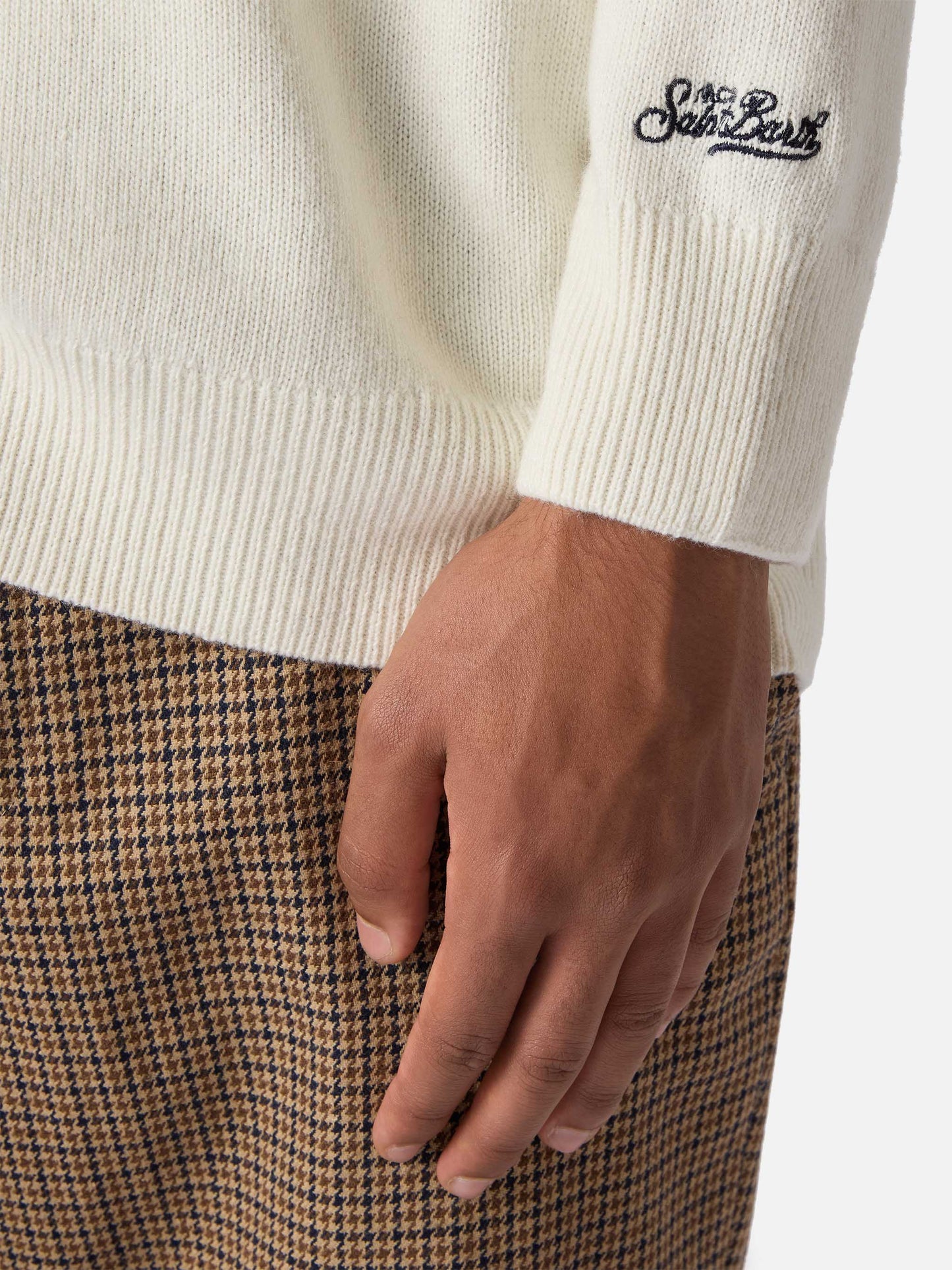 Heron crewneck in white with Vacanze di Natale jacquard | VACANZE DI NATALE SPECIAL EDITION