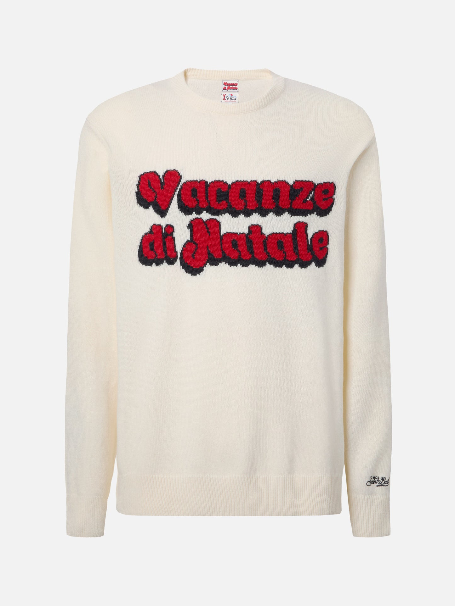 Heron crewneck in white with Vacanze di Natale jacquard | VACANZE DI NATALE SPECIAL EDITION