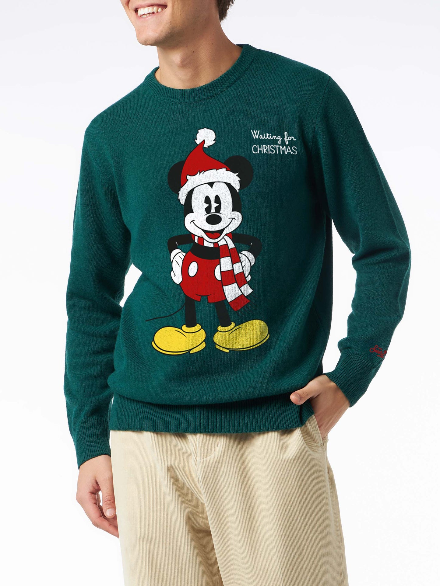 Heron sweater in green with Mickey Mouse jacquard | DISNEY SPECIAL EDITION