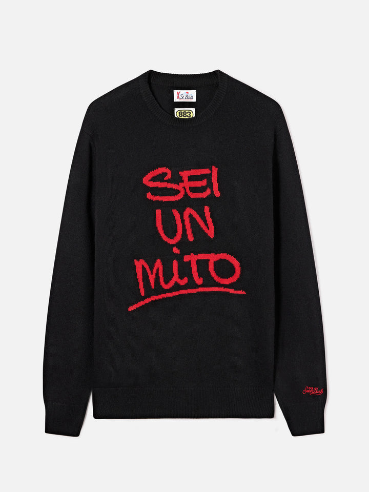 Pull en maille ras-du-cou Black Heron avec intarsia Sei Un Mito | Special edition 