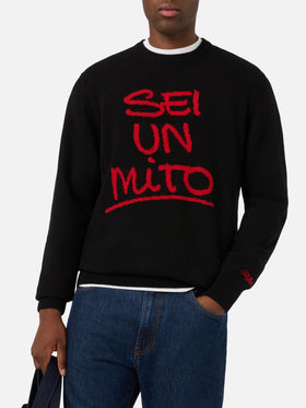Black Heron crewneck knit with Sei Un Mito intarsia | Special edition