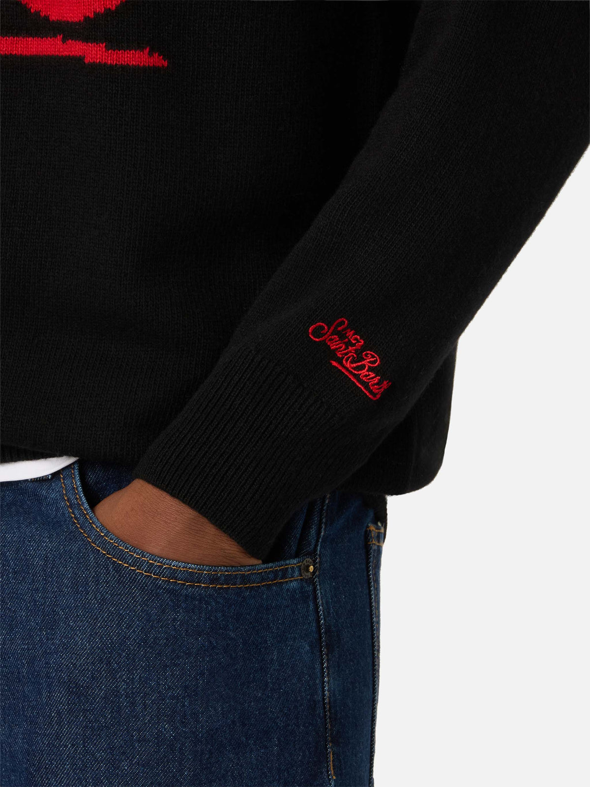 Black Heron crewneck knit with Sei Un Mito intarsia | Special edition
