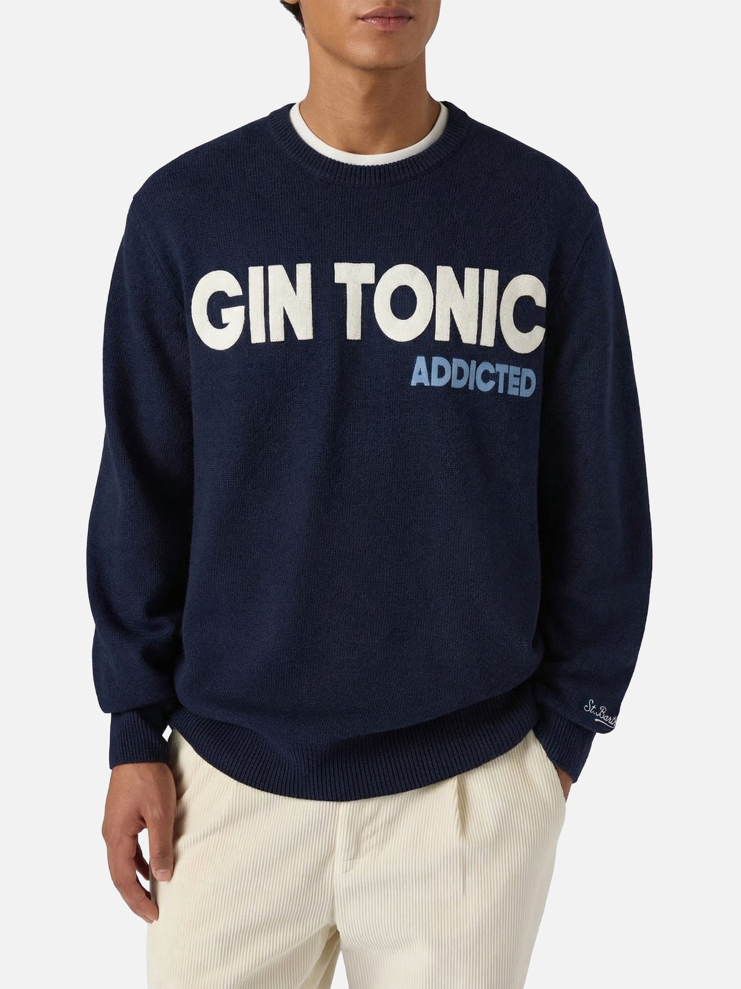 Girocollo Heron blu navy con jacquard Gin tonic addicted