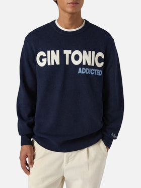 Girocollo Heron blu navy con jacquard Gin tonic addicted