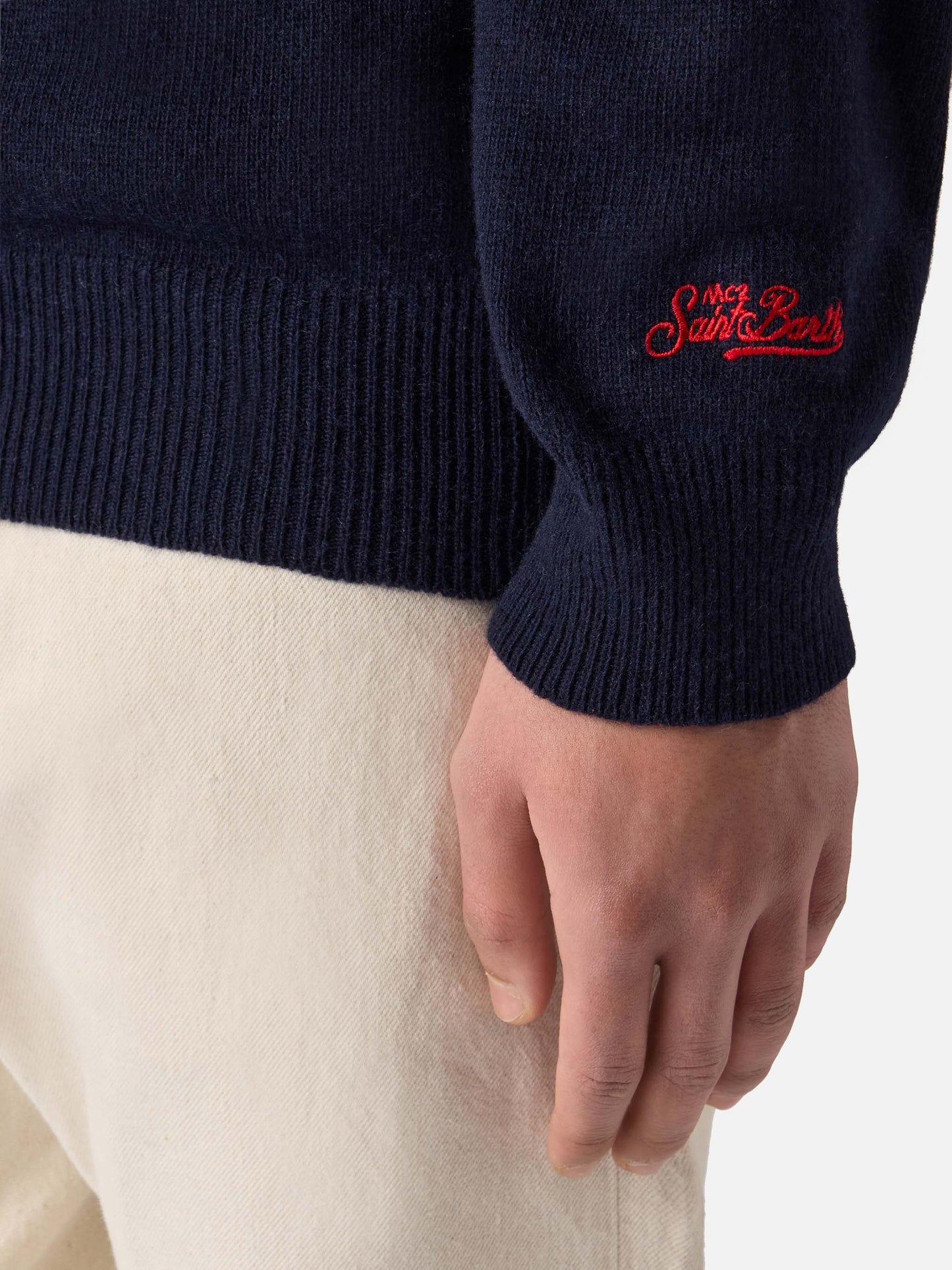 Girocollo Heron blu navy con ricamo Gin Tonic Addicted