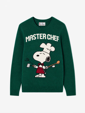 Maglione Heron verde scuro con jacquard Snoopy Master Chef | Special Edition