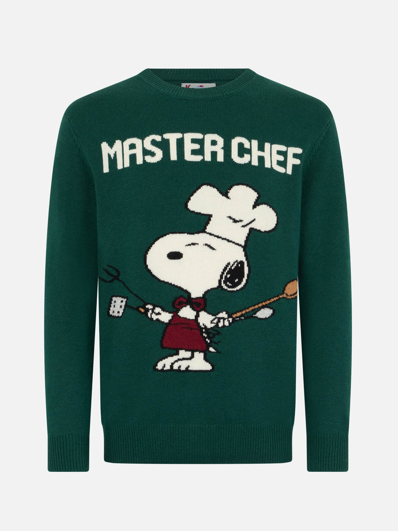 Man green sweater Heron with Snoopy master chef | SNOOPY PEANUTS SPECIAL EDITION