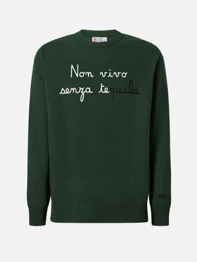 Maglione Heron verde Non vivo senza tequila