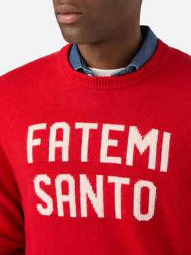 Pull col rond Red Heron en maille avec intarsia Fatemi Santo 
