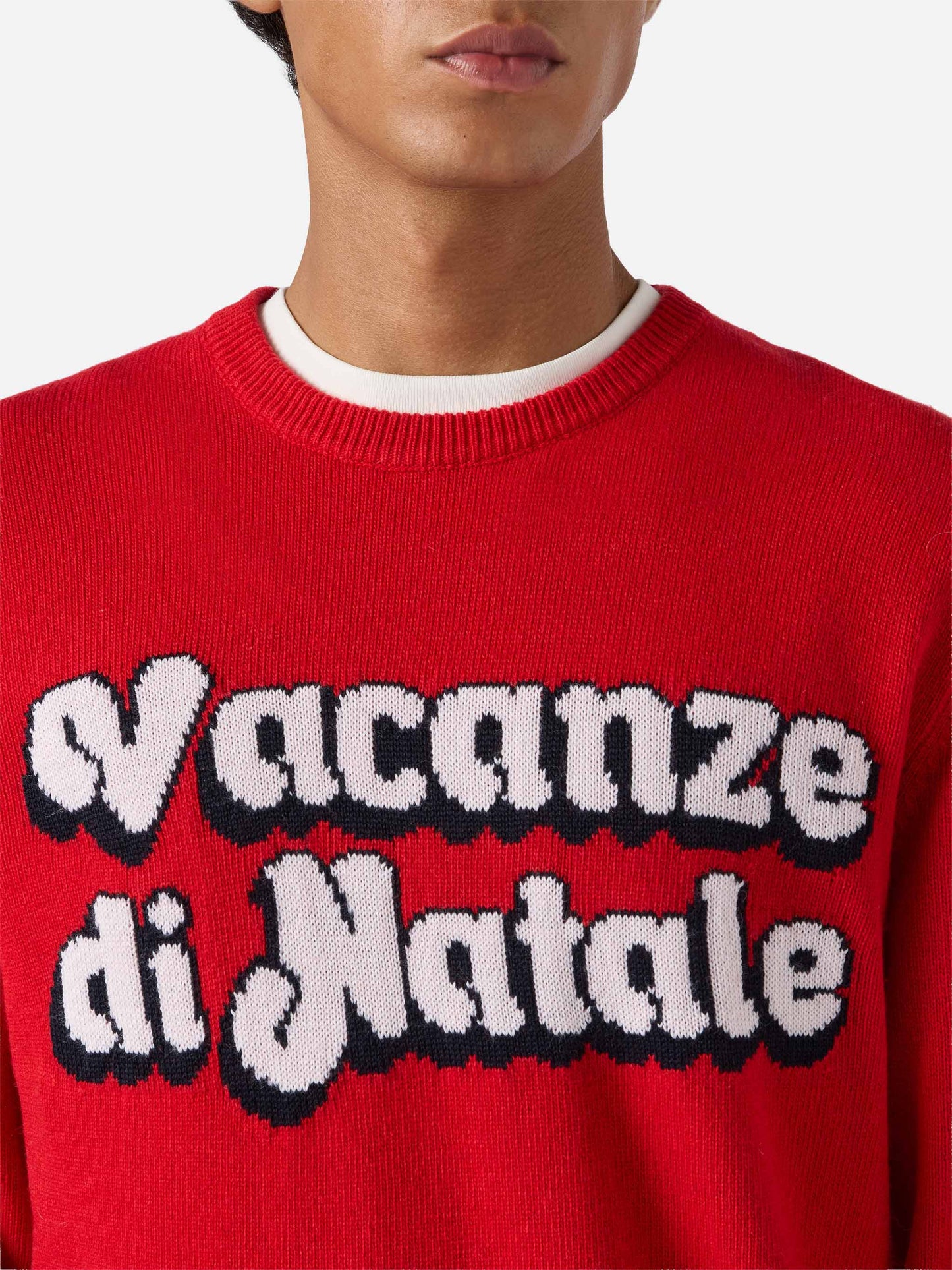 Red crewneck Heron with Vacanze di Natale jacquard | VACANZE DI NATALE SPECIAL EDITION