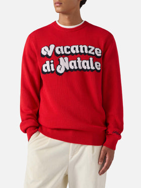 Red crewneck Heron with Vacanze di Natale jacquard | VACANZE DI NATALE SPECIAL EDITION